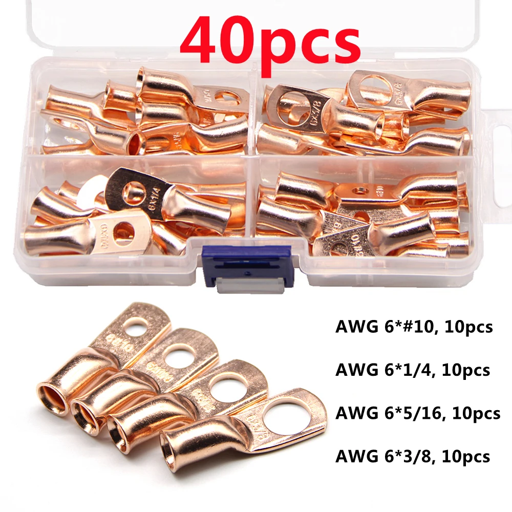 

40 шт., медные кольцевые клеммы