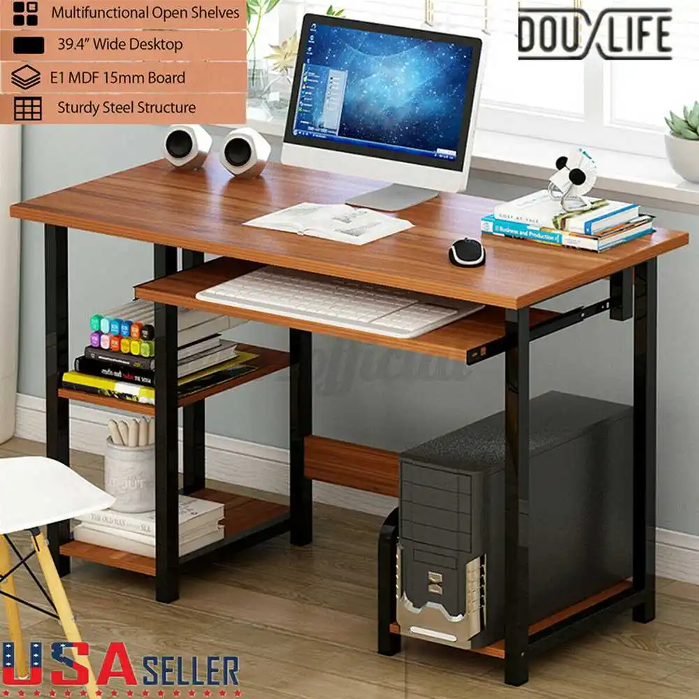 

Douxlife компьютерный стол 39 дюймов, стоячий стол для ноутбука с многофункциональными открытыми полками, письменные столы для кабинета, мебель ...