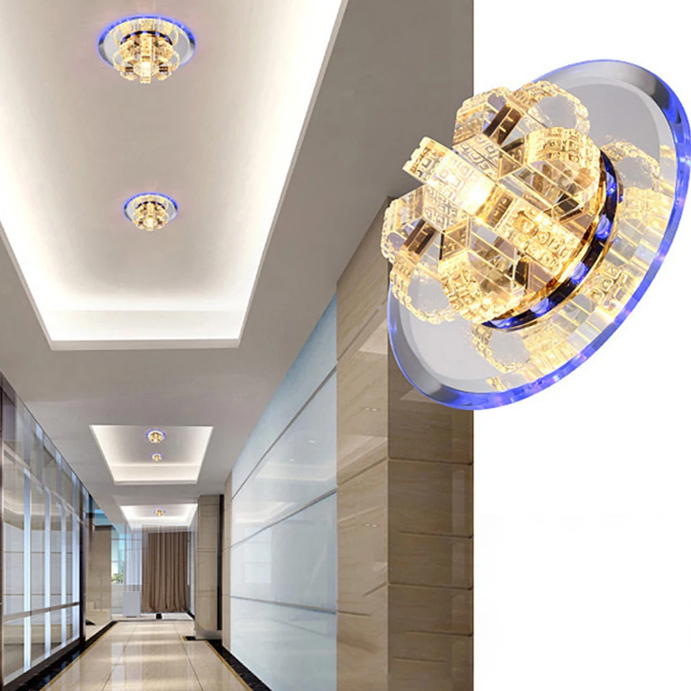 

3W Round Atmosphere Lamp Home Decor LED Crystal Ceiling Light Modern Fixture Mirror Aisle Corridor Chandelier Pendent Hallway