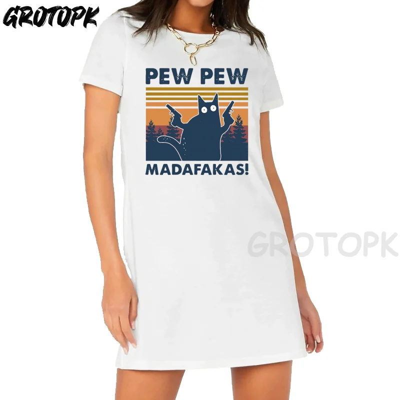 

Pew Madafakas Dress Woman New Print Vintage Harajuku Dress Women Summer Short Sleeve Dress Dresses for Women Casual Dress Woman