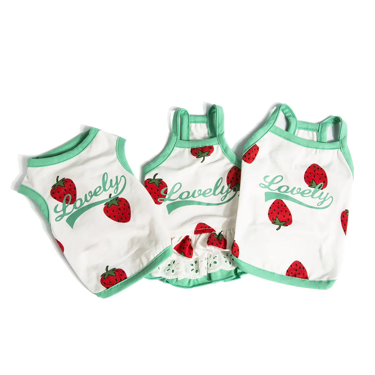 

Summer Cotton Pet Dog T-shirt Vest Sweet Strawberry Pet Clothes for Dogs Cats Puppy Cat Clothing Yorkshire Shih Tzu Shirts Dress