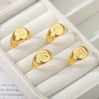 A-Z Начальная буква кольца для мужчин и женщин Винтаж Алфавит металла Золотое кольцо вечерние Мода, ювелирное изделие для пары, массивное кольцо Bague Bff подарки