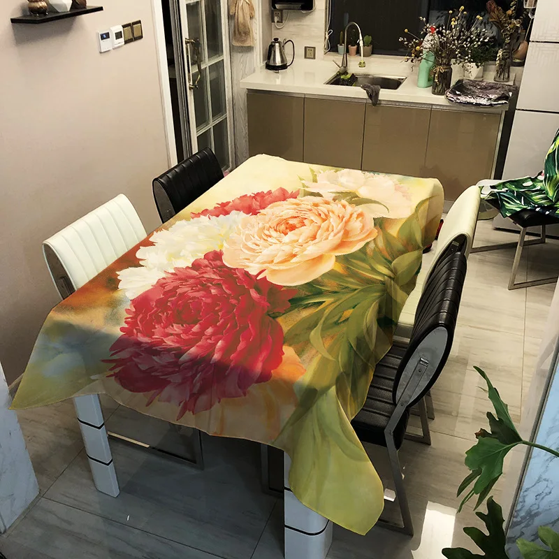 

Printed stick figure pattern washable decorative household waterproof tablecloth