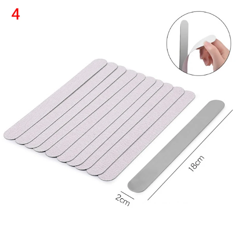 10pcs/set Sandpaper Nail File Replacement Pads Double Sided Nail Files Stainless Steel Plate Nail Art Sanding File Set - Цвет: as shown