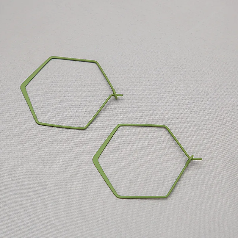 

Candy color minimalist hollowed simple hexagonal earrings fashion creative small fresh Unusual earrings