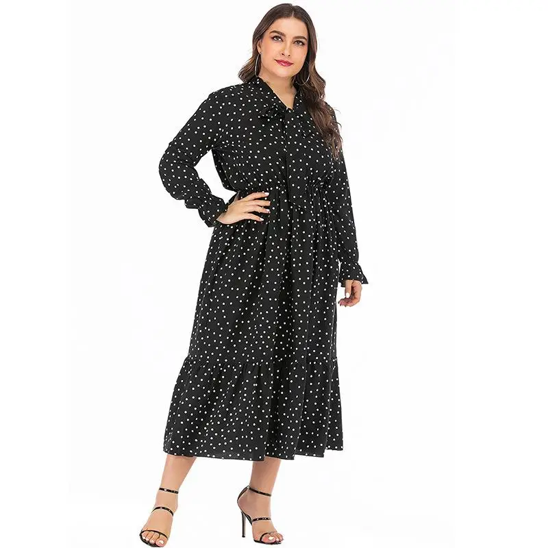5xl 6xl длинное платье в горошек повседневное Пляжное Платье макси с длинным