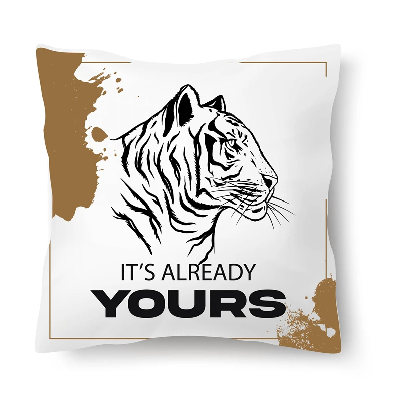 Housse de coussin imprimée motif de tigre, taie d'oreiller décorative pour canapé, peau de pêche, lin, accessoires d'oreiller en option  (0)