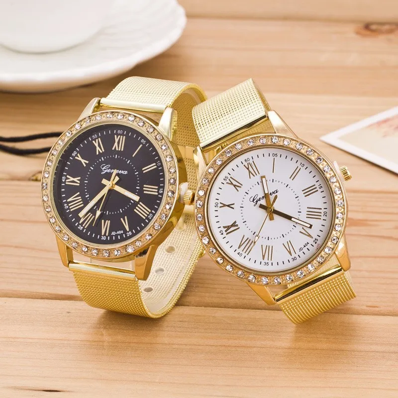 

Fashion Luxury Women Watches Geneva Classic Women's Stainless Steel Diamond Quartz Wrist Watch Ladies Watch Clock reloj mujer