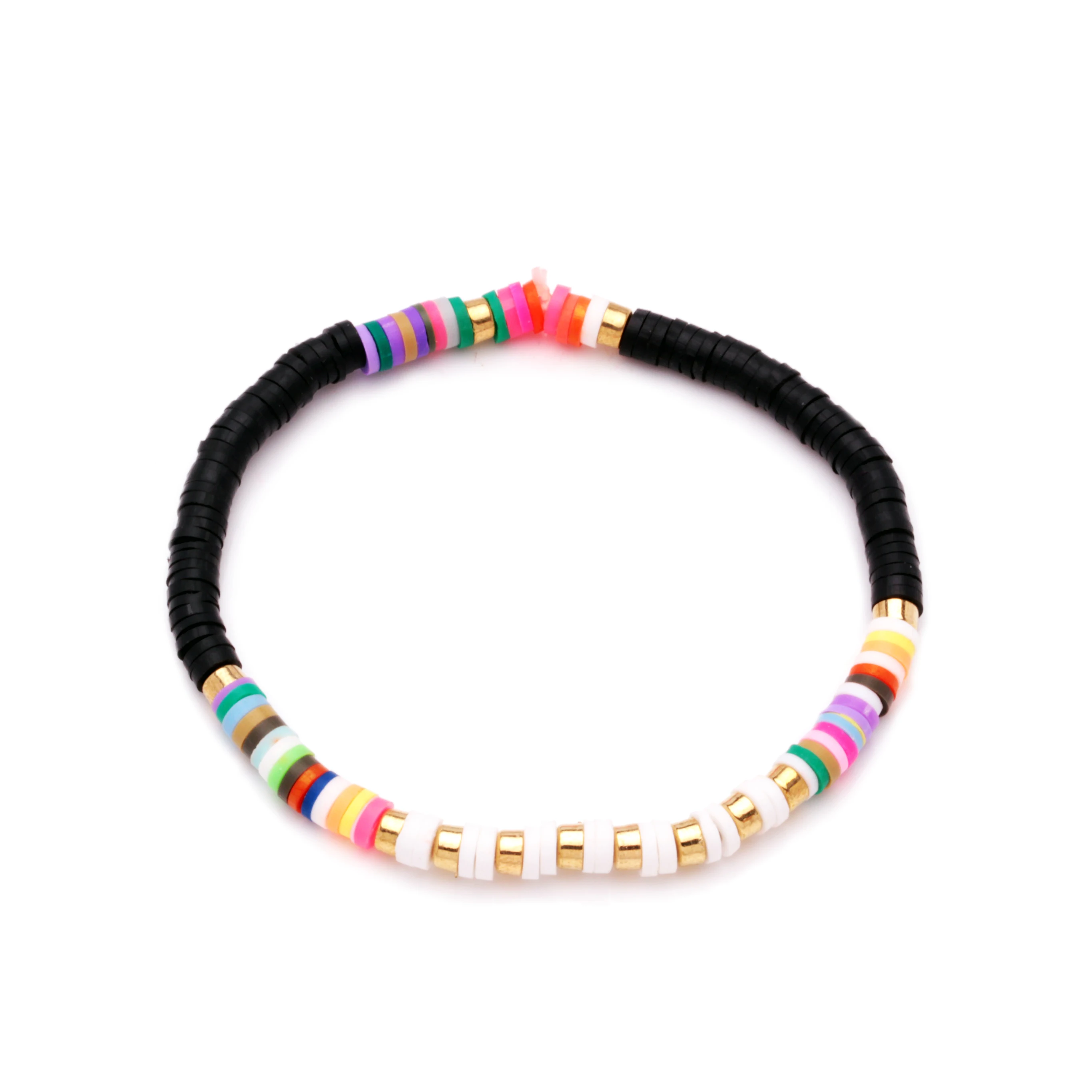 Mix Vinyl Heishi Discs Bead Stretch Bracelet Women Men Colorful CCB Spacer Bead Polymer Clay Natural Tubular Bracelets Nova Gift images - 6