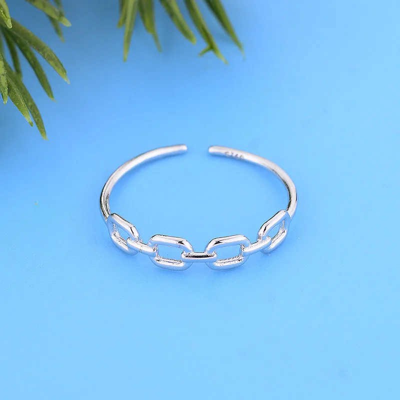 

925 Sterling Silver Minimalist Adjustable Finger Link Chain Ring For Women Engagement Wedding Valentine Wholesale Joyas 2021 New