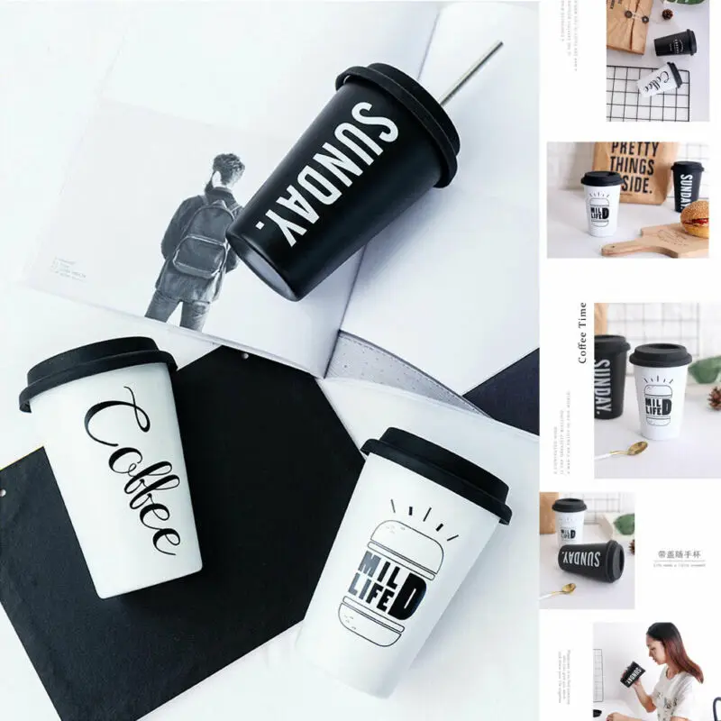 Stainless Steel Coffee Mug Portable Travel Tumbler Ice Cup with Drinking Lid | Дом и сад