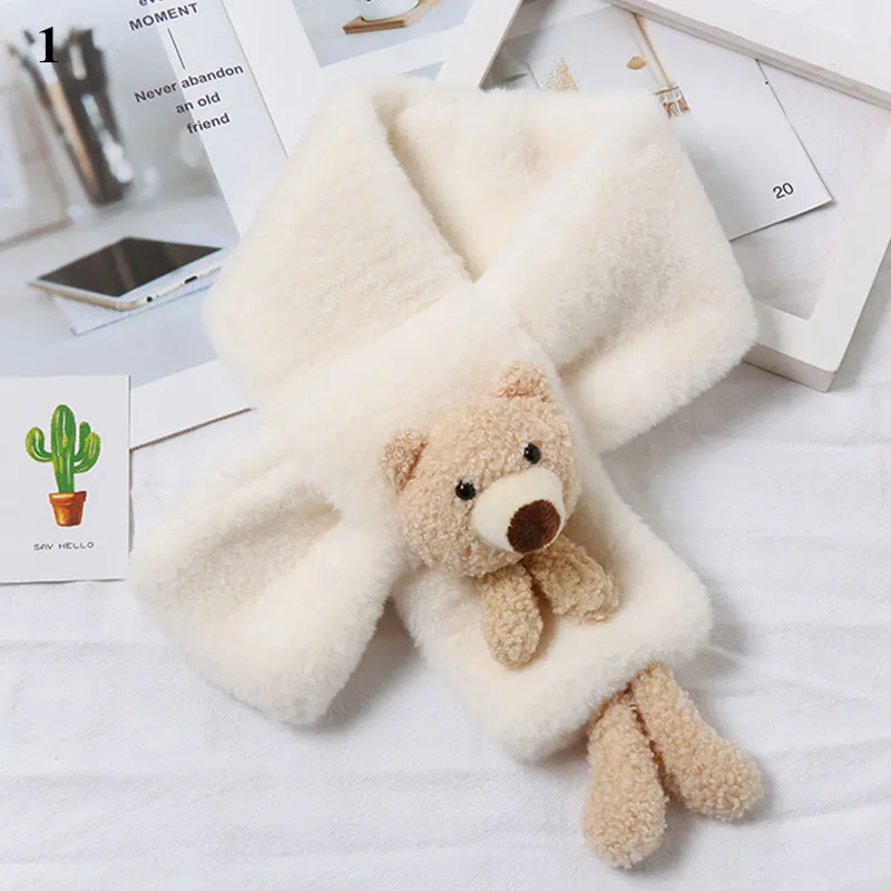 

Детский шарф с мультяшным медведем, осень и зима 2022, новый детский шарф, бархатный теплый детский шарф, шарфы для мальчиков и девочек