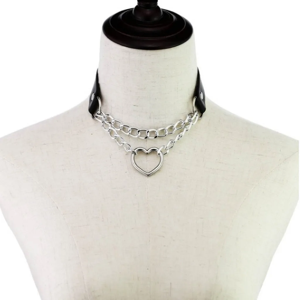 Ожерелье чокер в готическом стиле женское колье с цепочкой форме сердца черная
