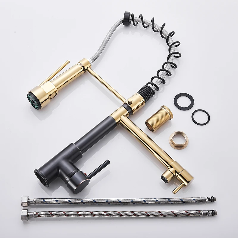 Пружинный кухонный смеситель SHBSHAIMY ручной кран с двумя носиками Поворот 360