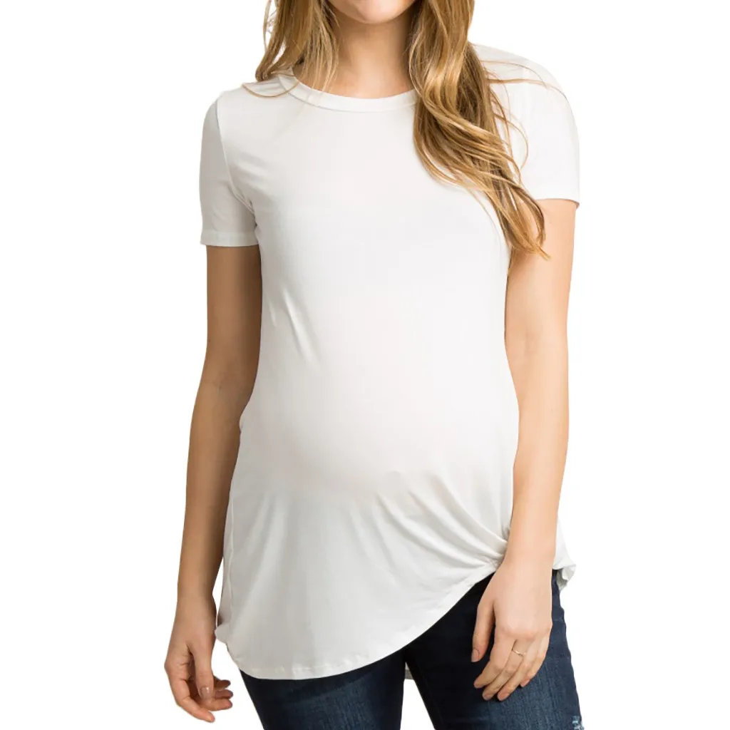 Женская Футболка для беременных с коротким рукавом и вырезом лодочкой свободная