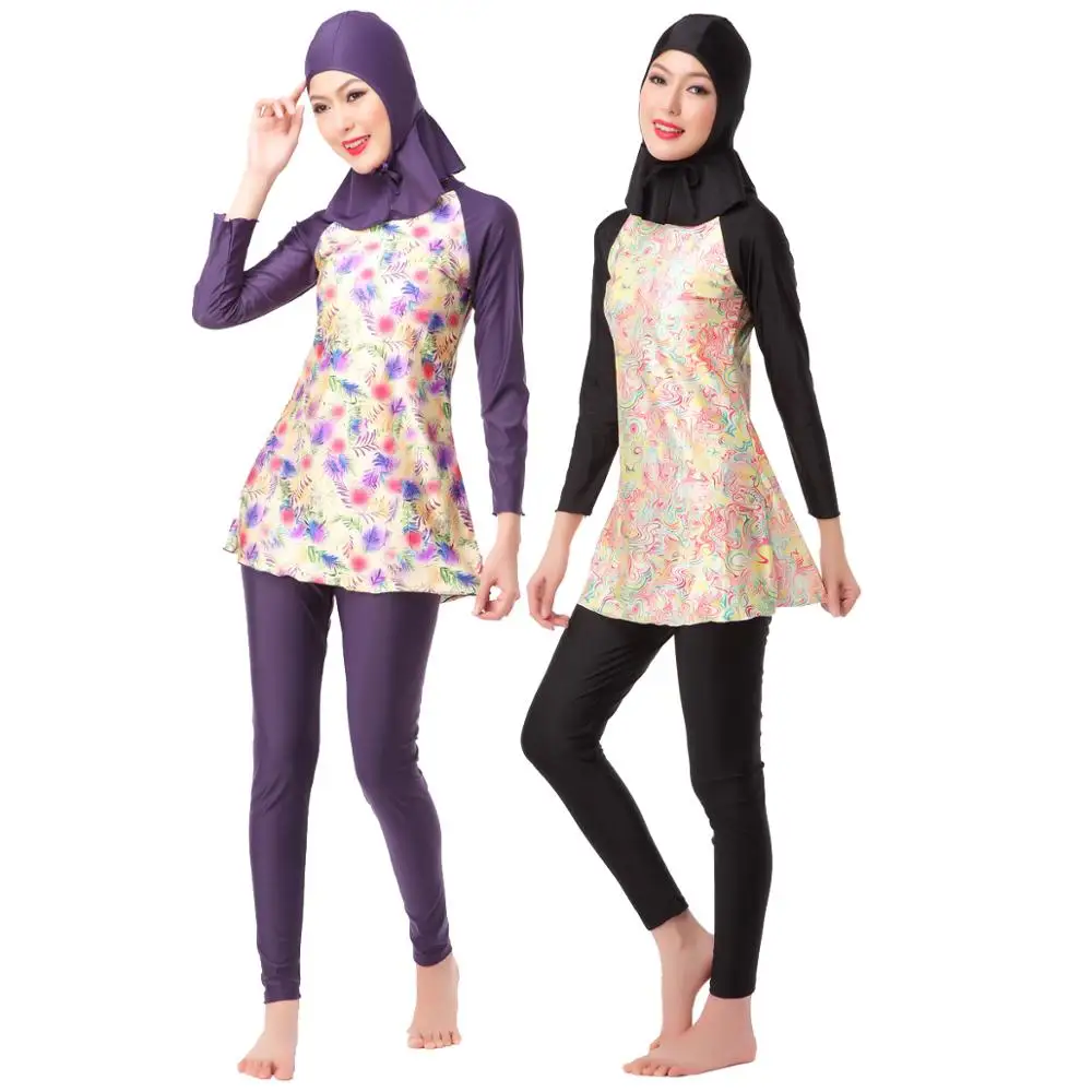 Купальный костюм с длинными рукавами и цветочным принтом 2020|Мусульманская