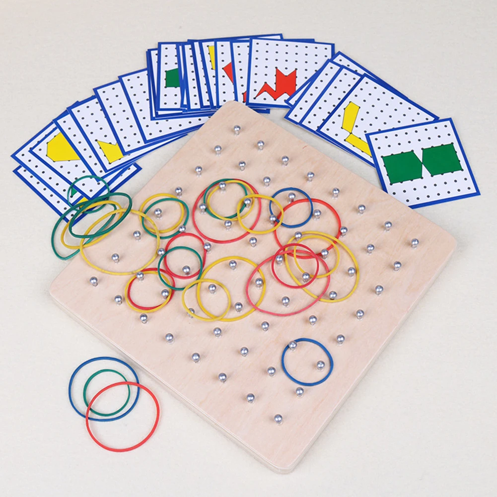 Деревянные Peg Geoboard резиновые галстуки видеокарты Дошкольные Детские развивающие игрушки