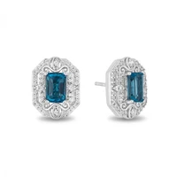 heshi enchanted cinderellas octagonal london blue topaz and diamond frame stud earrings