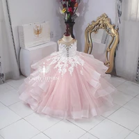 pink princess little flower girls elegant dresses new first holy communion kids pageant gowns for weddings