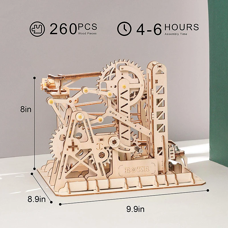 Robotime ROKR DIY Marble Run игра 3D деревянная головоломка Шестерня привод Лифт модель