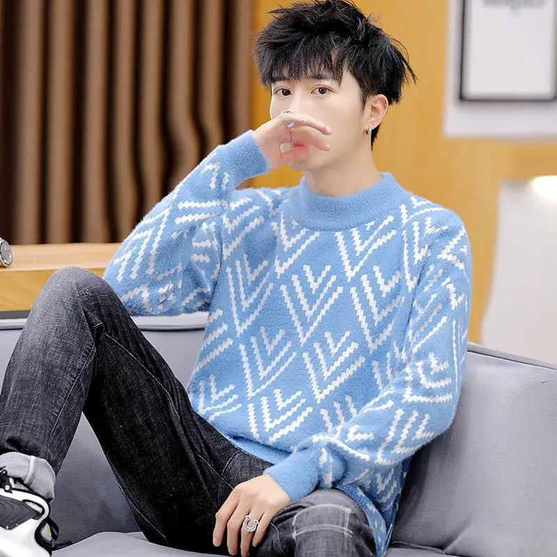 

New style sweater men's Korean knitted base sweater