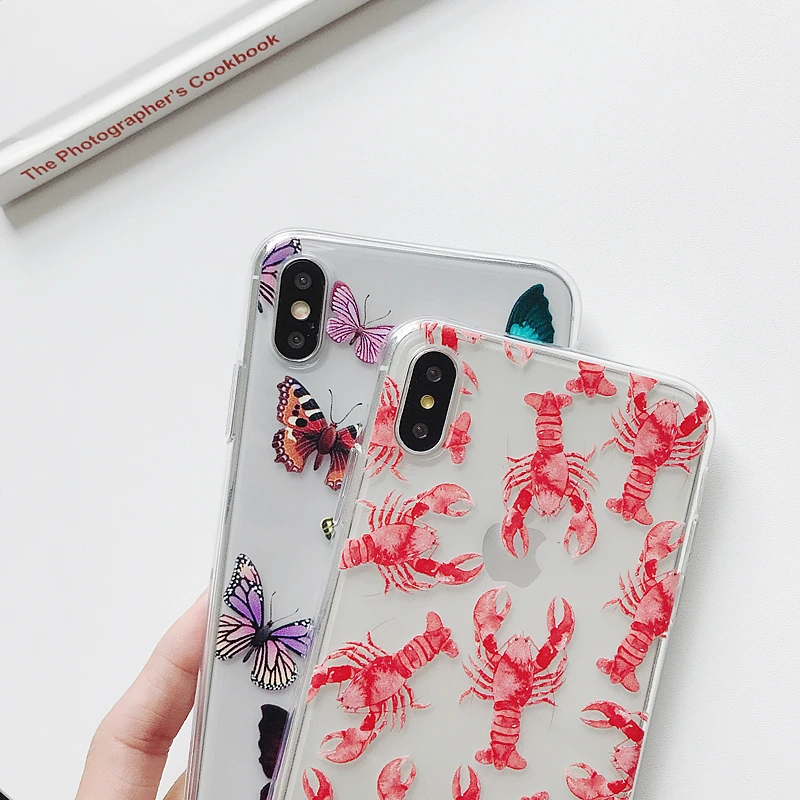 Мягкий ТПУ чехол s для iphone XR X XS Max 6 6S 7 8 Plus 11 11Pro Max простой милый чехол для телефона с рисунком бабочки Омаров