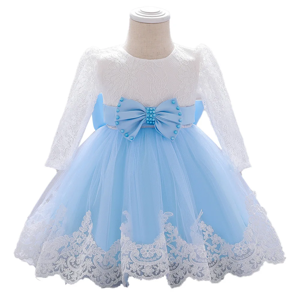 

New Winter Baby Girl Dress 0-2 Year Birthday Dress Lace Baptism Vestido Infantil Bowknot Princess Dresses For Wedding Party