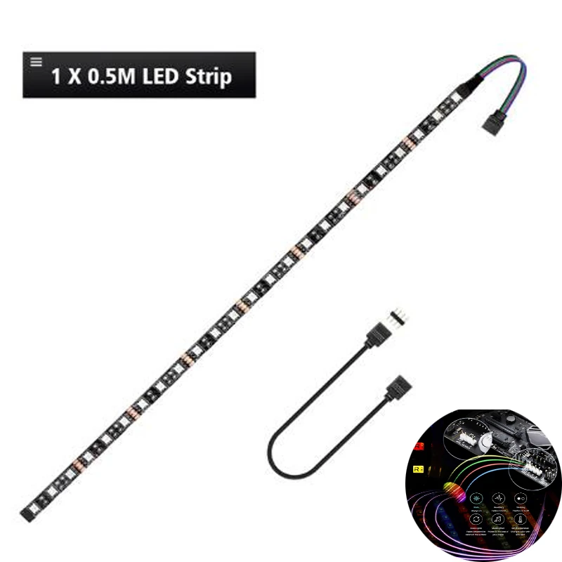 1x0.5m led strip Для Mid чехол с рисунком башня свет геймер DIY аура синхронизация M/B светодиодный RGB игровой гибкие 5050 Светодиодные полосы световая лента лампа с 4pin RGB заголовок - Испускаемый цвет: 1x0.5m led strip