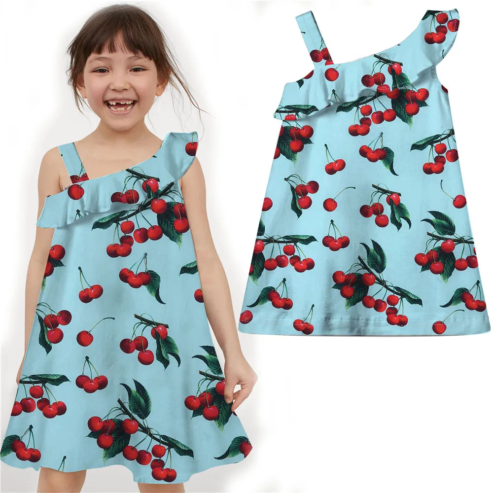 Платье с принтом для маленьких девочек Летний стиль Модные Вечерние Платья