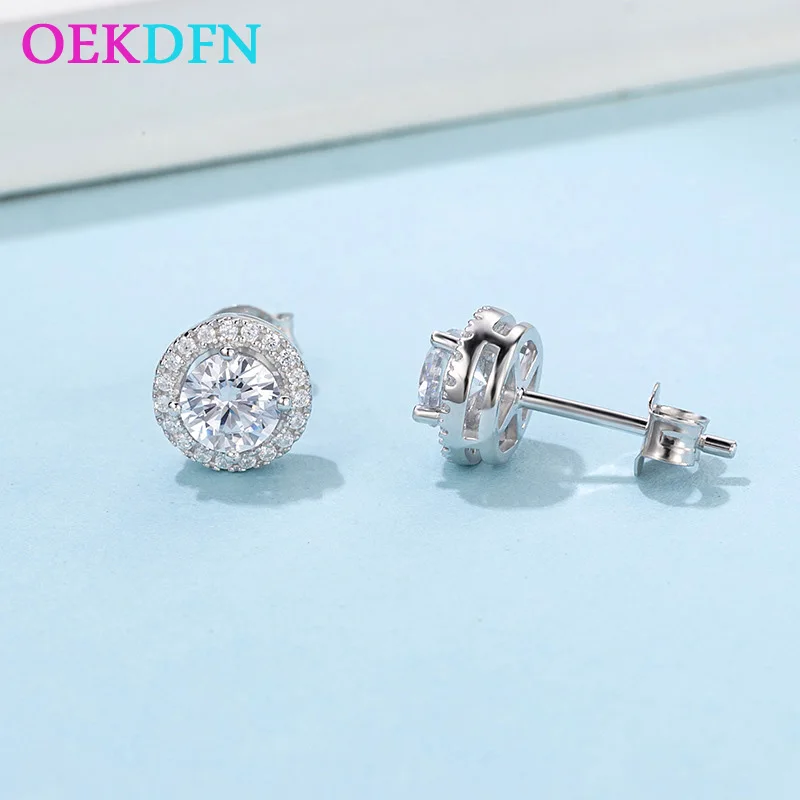 

Серьги-гвоздики женские круглые из серебра 0,5 пробы с мусанитом