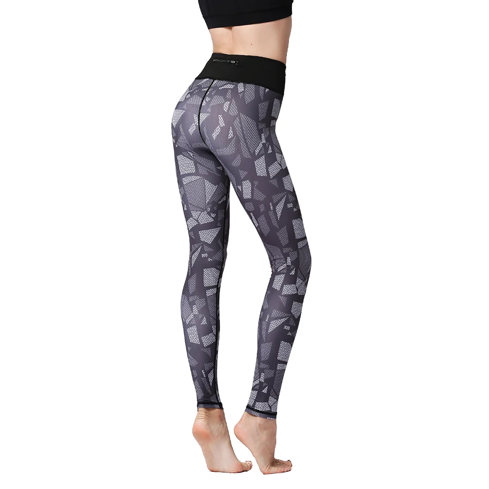 

Ladies Sports High Waist Trousers Printed Quick Dry Stretch Tight Fitness Yoga Running Gym Sports Training Pants Leggings Women
