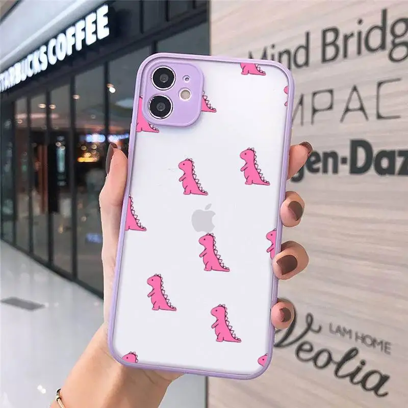 

Cute cartoon Dinosaur Baby Fashion Phone Cases matte transparent For iphone 7 8 11 12 plus mini x xs xr pro max cover