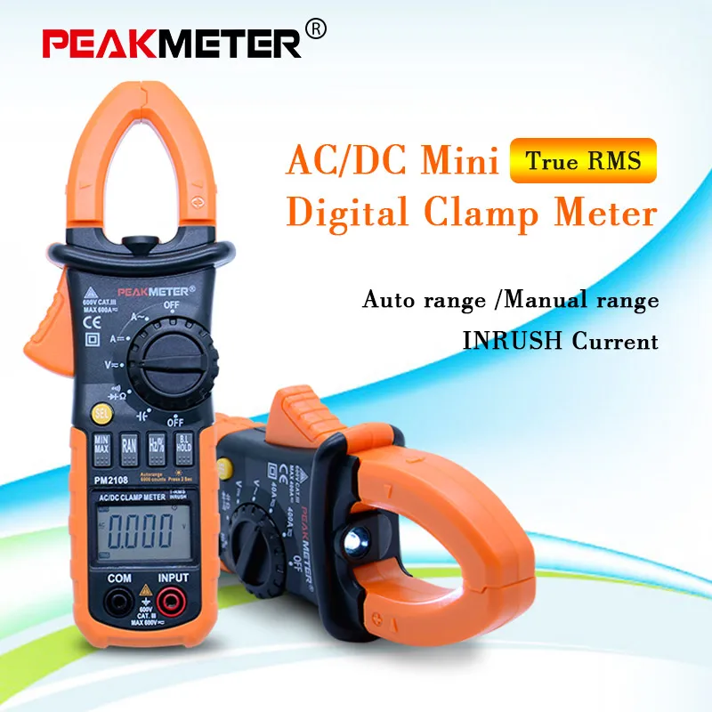 PEAKMETER PM2108A/PM2108 цифровой клещи ac dc мини мультиметр true rms с функцией автоматического отключения питания
