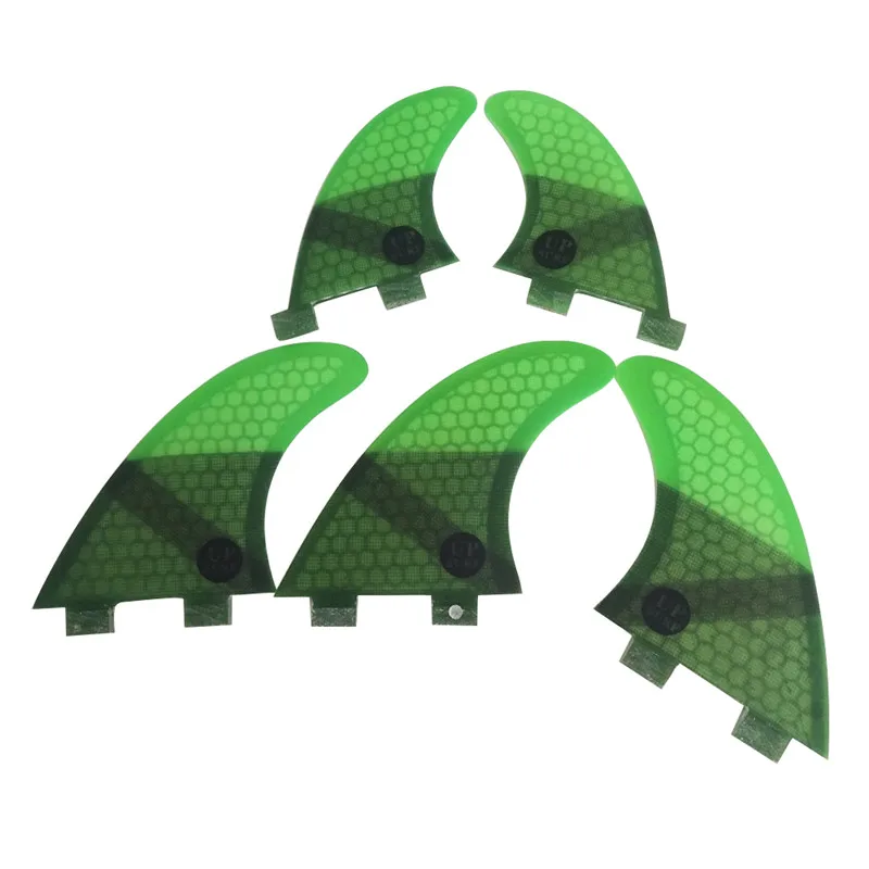 Surfing 5pcs Double Tabs Fins M with GL Fin Honeycomb Fibreglass Fins M+GL Green Double Tabs Quilhas Fins
