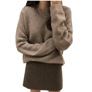 Свитер женский шерстяной, с круглым вырезом и длинным рукавом