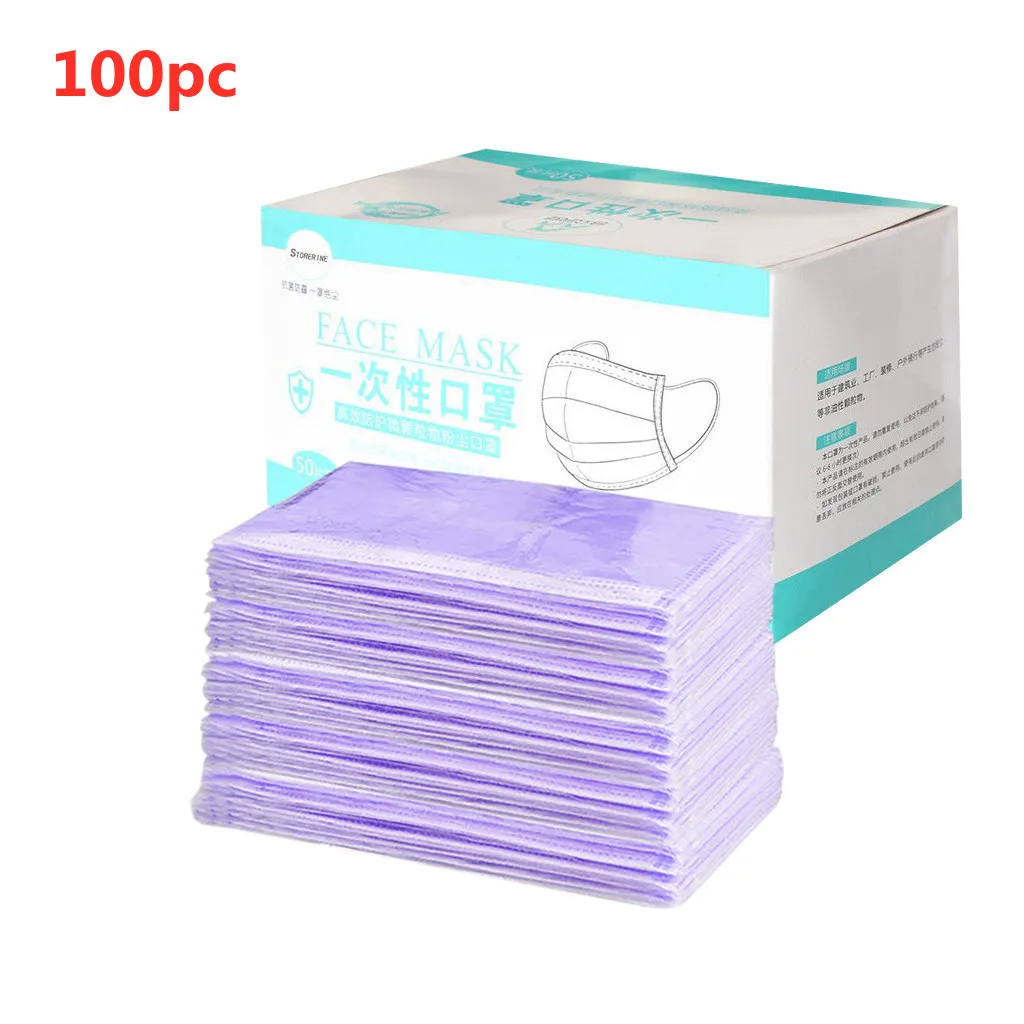 Маска одноразовая дышащая 3 слоя 100 шт. | Тематическая одежда и униформа