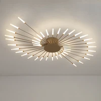 vintage ceiling light for living room cloth coffee shop round led ceiling lights surface mounted black and gold firefly lamp