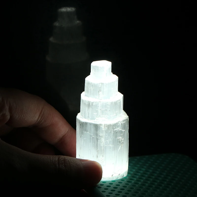 1PC Natural Selenite Lamp White Gemstones Ice Berg Hand Carved Around Crystal Ore Ornaments Craft Reiki Home Decor Collect | Дом и сад