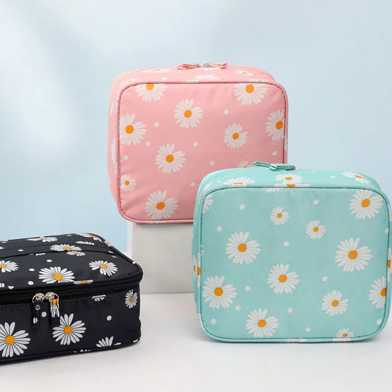 

New Korean Style Travel AB Small Daisy Cosmetic Bag, Large Capacity Portable Storage Bag, Waterproof Travel Storage Bag