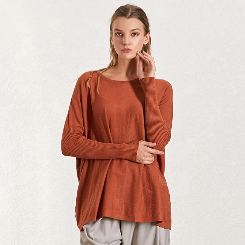 TWOTWINSTYLE женский свитер с рукавом летучая мышь Длинный пуловер круглым вырезом