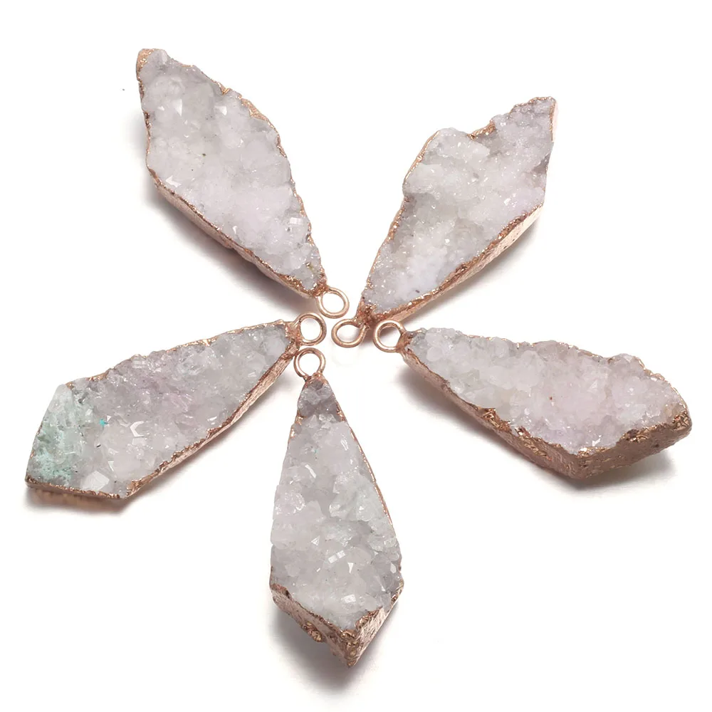 

1pcs Natural Stone White Agates Pendants Charms Geometry for Women Jewelry Necklace Bracelet Earrings Size 20x50mm