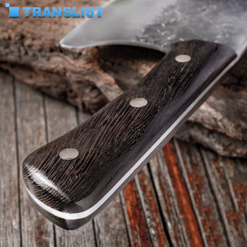 

Full Tang Handmade Forged Chef Knife Hard Clad Steel Blade Butcher Slaughter Cleaver Knife Kitchen Chopping Slicing 3 Pcs Set