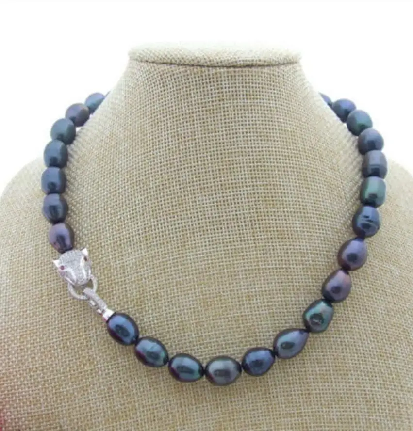 

Free Shipping STUNNING 11-13MM TAHITIAN BLACK GREEN PEARL NECKLACE 18 INCH