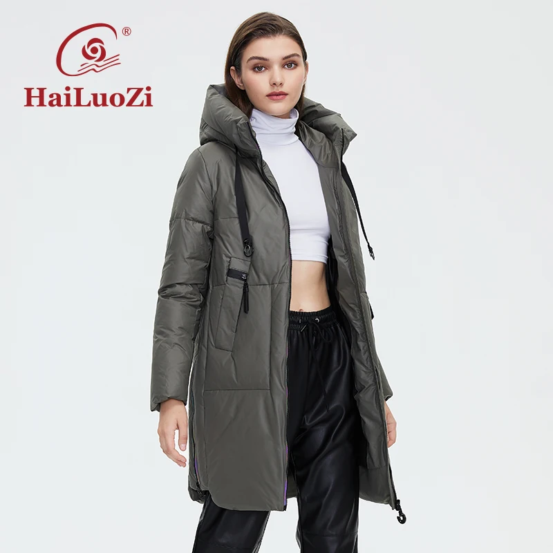 Новинка 2021 Женское зимнее пальто HaiLuoZi модная женская куртка на боковой молнии с