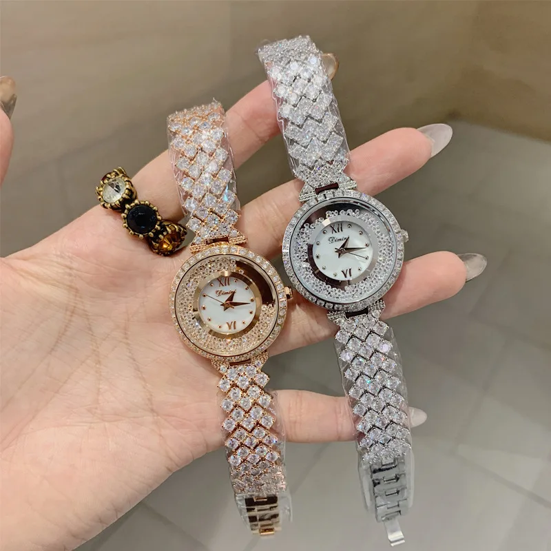 Women Watches Lady Quartz Watch Luxury Brand Full Rhinestone Diamond Wristwatches Girls Female  Quicksand Crystal Watch 4 Colors