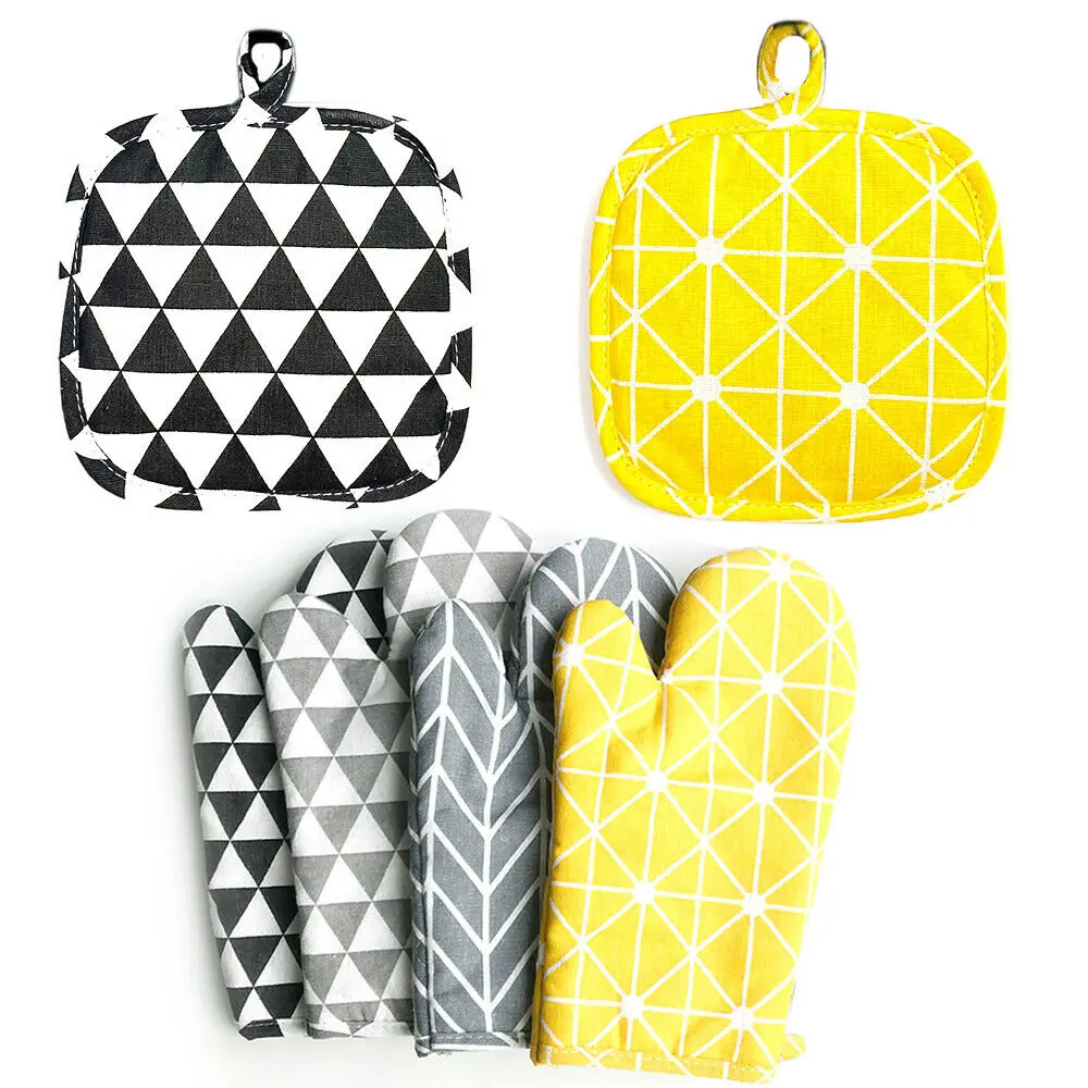 

Kitchen Glove Microwave Oven Mitt Heat Resistant Cotton Linen Insulation Pad Cooking Baking Home Dining Table Creative Decor