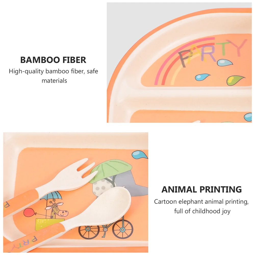 

1 Set Adorable Children Tableware Set Baby Food Plate Cup Bowl Spoon Fork Set