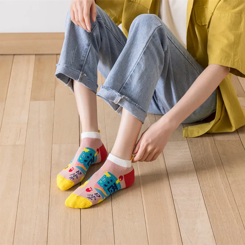 Хлопковые женские тапочки с рисунком животных в стиле Харадзюку забавные милые