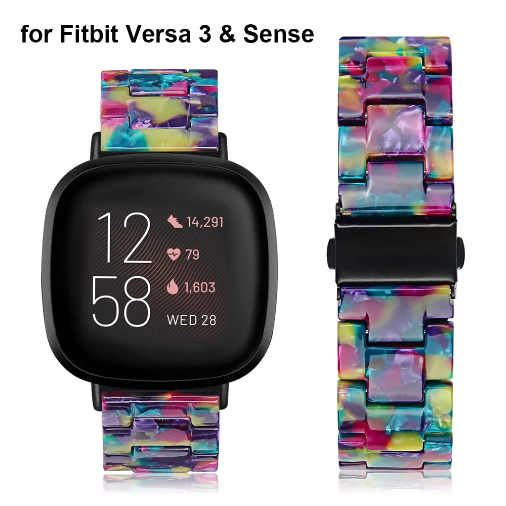 

Colorful Strap for Fitbit Versa 3 Bands for Women Men Replacement Resin Bracelet for Fitbit Sense Watchband with Metal Buckle