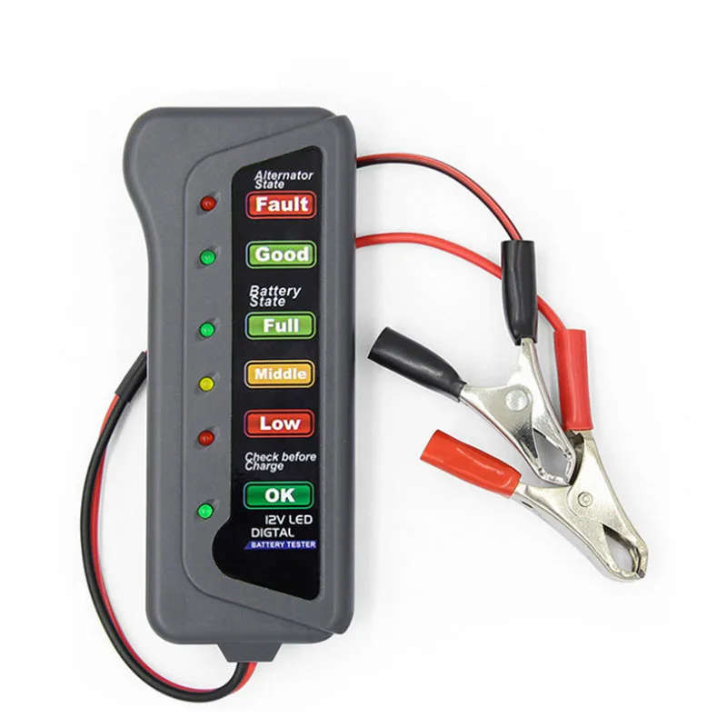 

Car Battery Tester 12V Auto Battery Tester Digital Alternator Tester with 6 LED Lights Automotive Testing Tool Diagnostic Tool